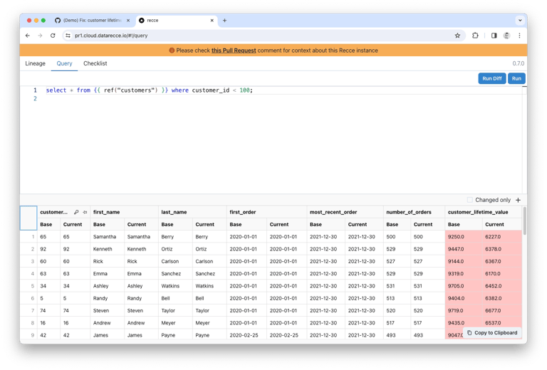 query-diff-results
