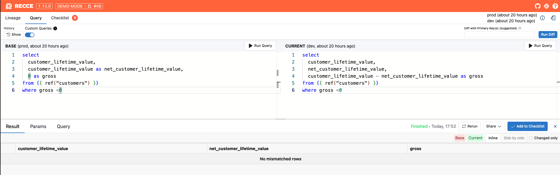 custom query to validate logic