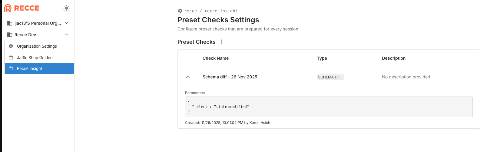 See details of each preset check